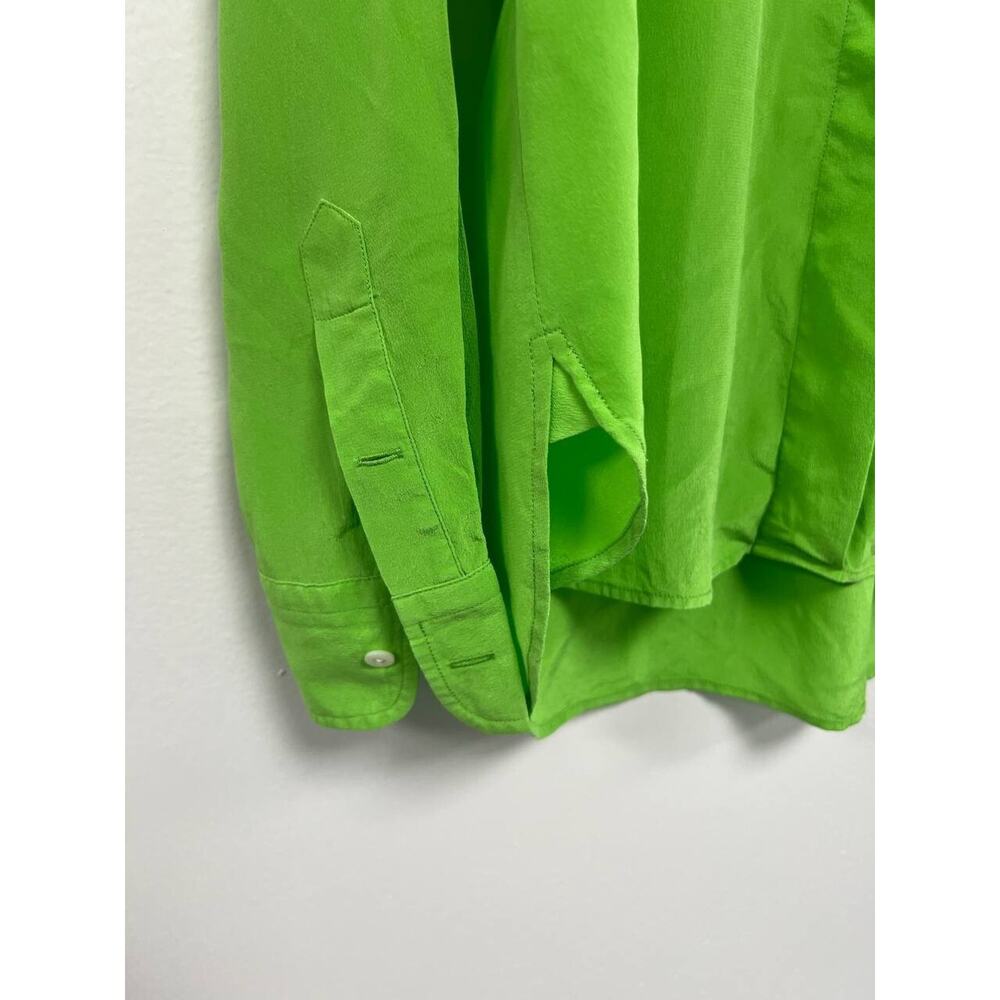 Polo Ralph Lauren Women Silk Blouse Y2K boho top light Green Size 6 A000699 - Picture 7 of 10